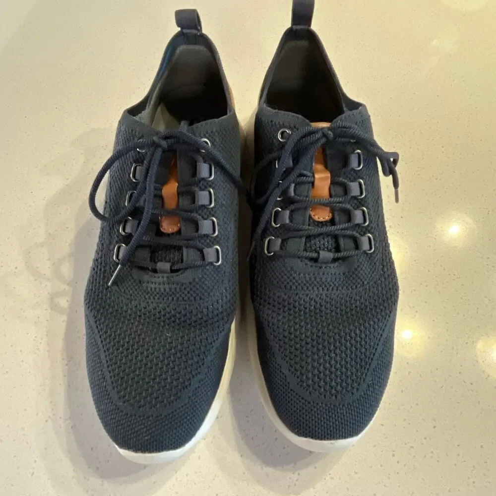 Johnston & Murphy Amherst Knit U-Throat Sneakers Mens 9 Navy